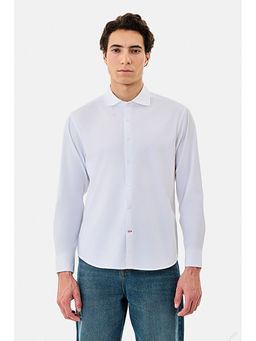 Snitch - White Solid Full Sleeves Regular Formal Shirt for Men