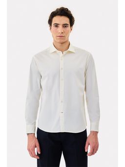 Snitch - Cream Solid Full Sleeves Regular Formal Shirt for Men