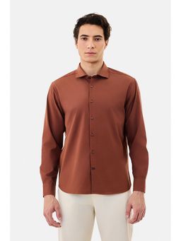 Snitch - Rust Solid Full Sleeves Regular Formal Shirt for Men
