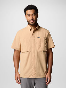 Columbia - Men Peach Omni-Freeze Black Mesa Utility Short Sleeve Shirt