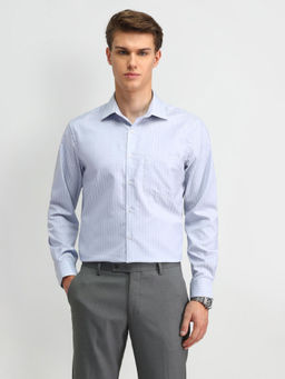 Arrow - Stripes Grey Full Sleeves Collar Neck Shirt