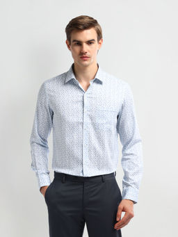 Arrow - Geometric Blue Full Sleeves Collar Neck Shirt