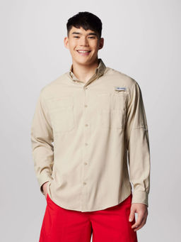 Columbia - Men Beige Omni-Wick Tamiami Ii Long Sleeve Shirt