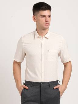 Turtle - Men Pure Cotton Printed Slim Fit Grey Casual Shirt