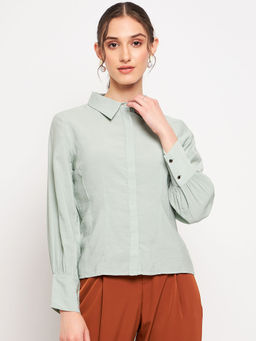 Madame - Mint Green Solid Shirt