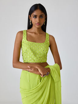 Ancestry - Sheesha Mirror Work Green Blouse