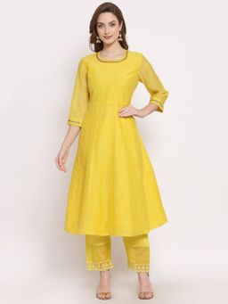 DART STUDIO - Solid Yellow Ceri A-line Kurta