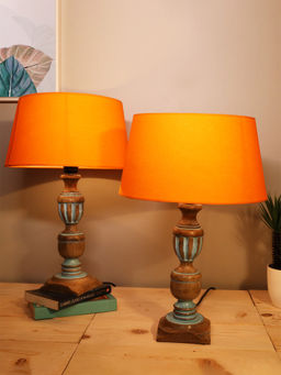 Homesake - Table Lamp 2Pcs Cubist Distressed Blue Orange