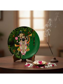 Ritualistic - Shreenathji Nathdwara Van Leela Single Wall Plate with Handcrafted Wooden Stand