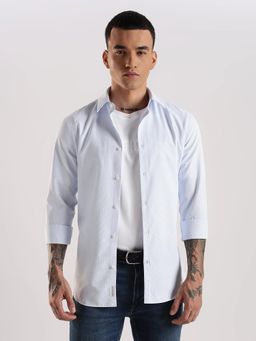 Calvin Klein - Solid Blue Slim Fit Cotton Shirt