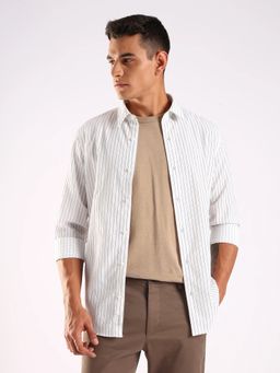 Calvin Klein - Striped Regular Fit White Viscose Shirt