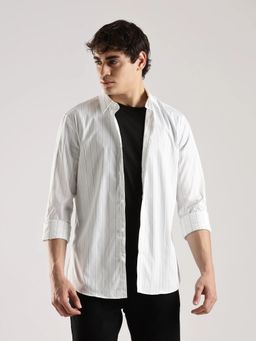 Calvin Klein - Striped White Slim Fit Cotton Shirt