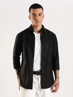 Calvin Klein - Solid Black Slim Fit Cotton Shirt