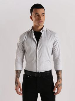 Calvin Klein - Checks Grey Slim Fit Cotton Shirt