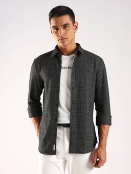 Calvin Klein - Checks Grey Slim Fit Polyester Shirt