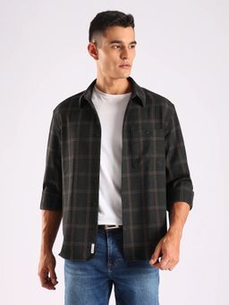 Calvin Klein - Checks Regular Fit Grey Polyester Shirt