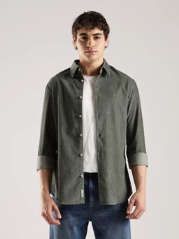 Calvin Klein - Textured Green Slim Fit Cotton Shirt