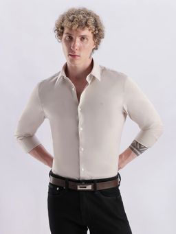Calvin Klein - Solid Grey Slim Fit Cotton Shirt