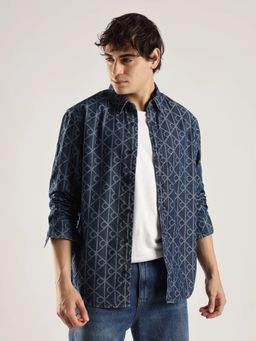 Calvin Klein - Logo Regular Blue Fit Cotton Shirt