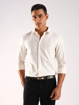 Calvin Klein - Off White Striped Slim Fit Cotton Shirt