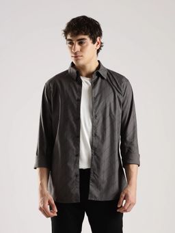 Calvin Klein - Logo Grey Slim Fit Cotton Shirt