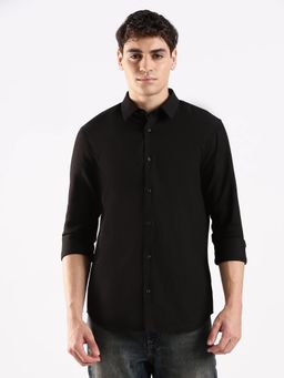 Calvin Klein - Black Solid Slim Fit Cotton Shirt