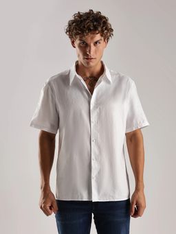 Calvin Klein - Solid Relaxed Fit Cotton White Shirt
