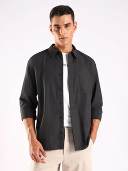Calvin Klein - Solid Relaxed Fit Cotton Black Shirt