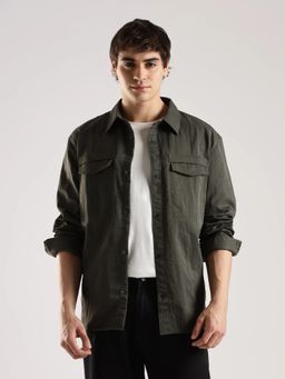 Calvin Klein - Solid Relaxed Fit Nylon Green Shirt