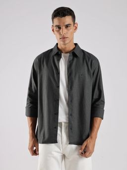 Calvin Klein - Textured Relaxed Fit Cotton Black Shirt