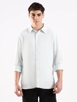 Calvin Klein - Self Design Relaxed Fit Viscose Green Shirt