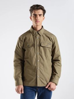 Calvin Klein - Solid Relaxed Fit Cotton Brown Shirt