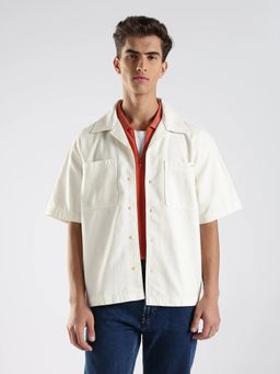 Calvin Klein - Solid Regular Fit Cotton Beige Shirt
