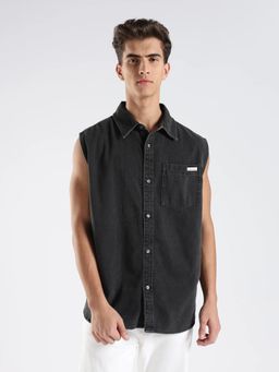 Calvin Klein - Solid Regular Fit Cotton Black Shirt