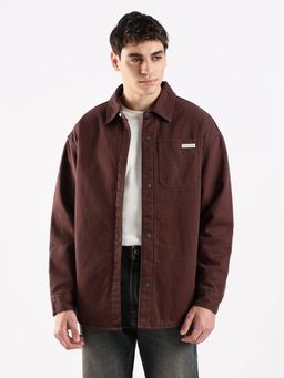 Calvin Klein - Solid Regular Fit Cotton Brown Shirt