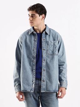 Calvin Klein - Solid Regular Fit Cotton Blue Shirt