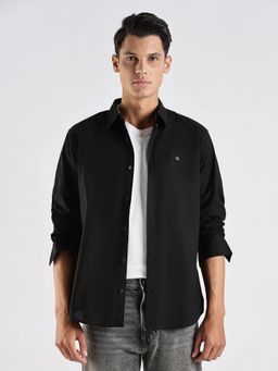 Calvin Klein - Solid Regular Fit Black Cotton Shirt