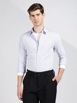 Calvin Klein - Striped Slim Fit Cotton Blue Shirt