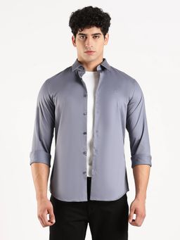 Calvin Klein - Solid Slim Fit Blue Cotton Shirt