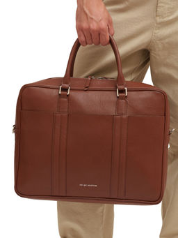 Kelby Huston - Unisex Brown Calix Laptop Bag with Detachable Strap