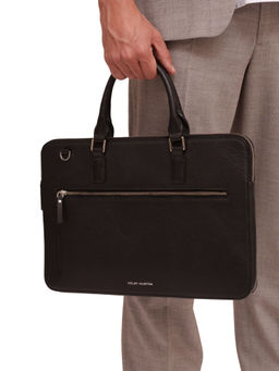 Kelby Huston - Unisex Black Axil Slim Laptop Bag with Detachable Strap
