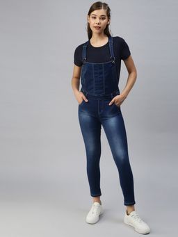 SHOWOFF - Women Solid Blue Denim Dungaree
