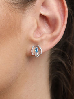 CLARA - Silver Rhodium Plated Swiss Zirconia Stella Earrings With Screw Back For Women & Girls