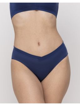 MIEZ - Navy Blue Soft Mid Rise V-Front Tencel Bikini Panty