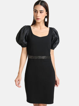 Kazo - Black Waist Embellished Mini Dress