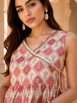 INDO STREET - Women's Pure Cotton Floral Pink Co-Ords