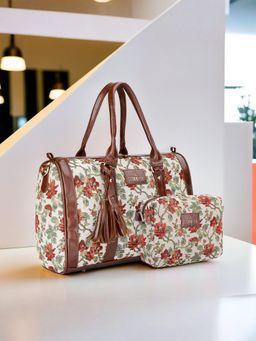 The Clownfish - Combo Of Adelina Series Sling Bag And Lorna Handbag with Detachable Strap (Set of 3)-Off White