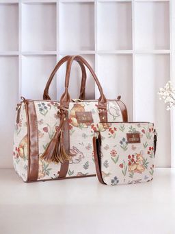 The Clownfish - Combo Of Linda Series Sling Bag And Lorna Series Handbag with Detachable Strap (Set of 3)- Off White