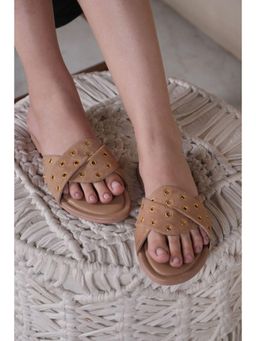 MyMy Footwear - Womens Beige Glam Eye Flats