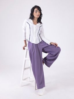 SHAYE - White Solid Full Sleeves Casual Shirts for Women